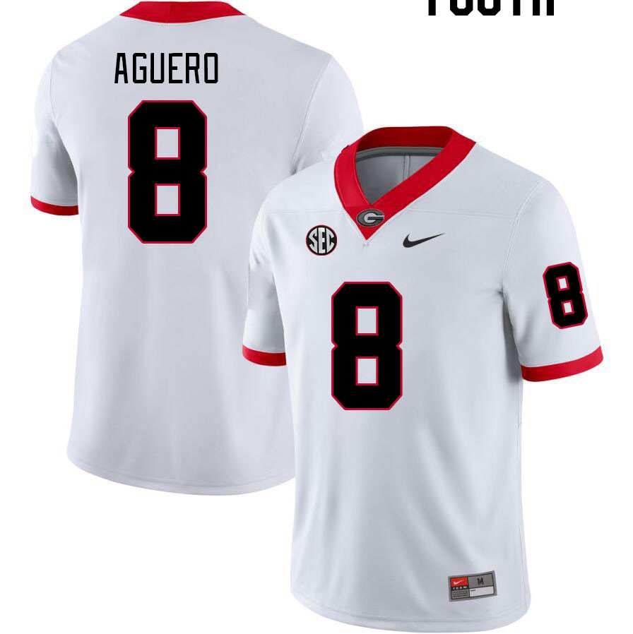 Georgia Bulldogs Youth Joenel Aguero #8 White Stitched College UGA Football Jersey 23YY013TH